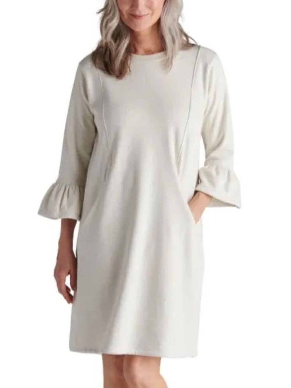 Women's Hammacher Schlemmer New York Portuguese Cotton Lounge Dress Pockets Lrg